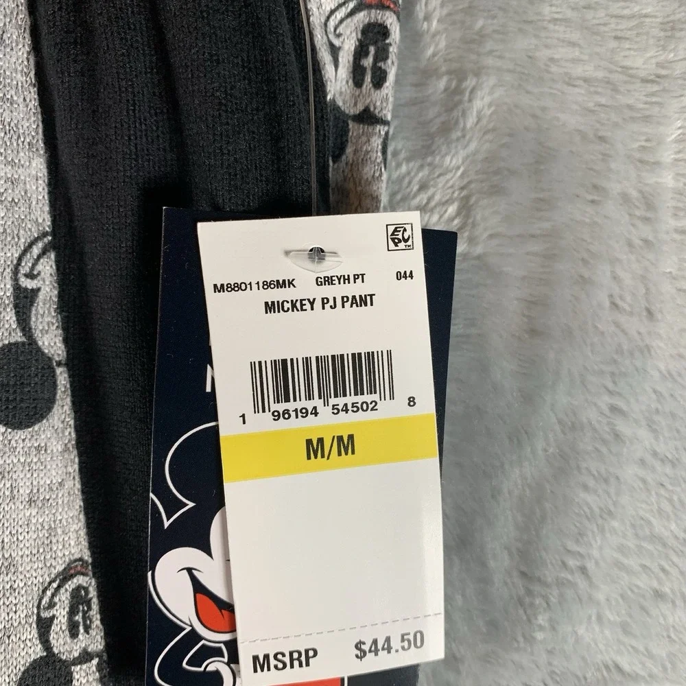 Disney Mickey Mouse Women's Pajama Pants M PJ Jogger Gray Black Sleepwear Lounge - Picture 5 of 11